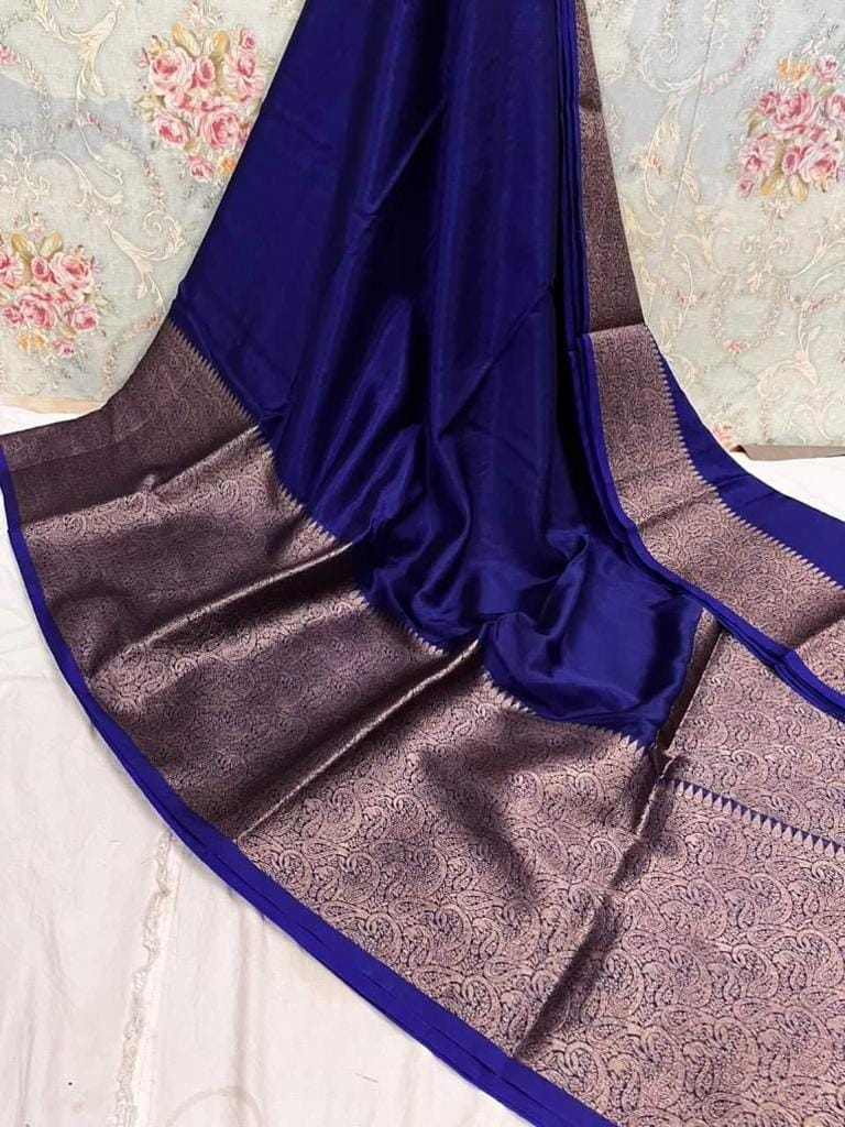 Semi banarasi warm silk - Navy blue