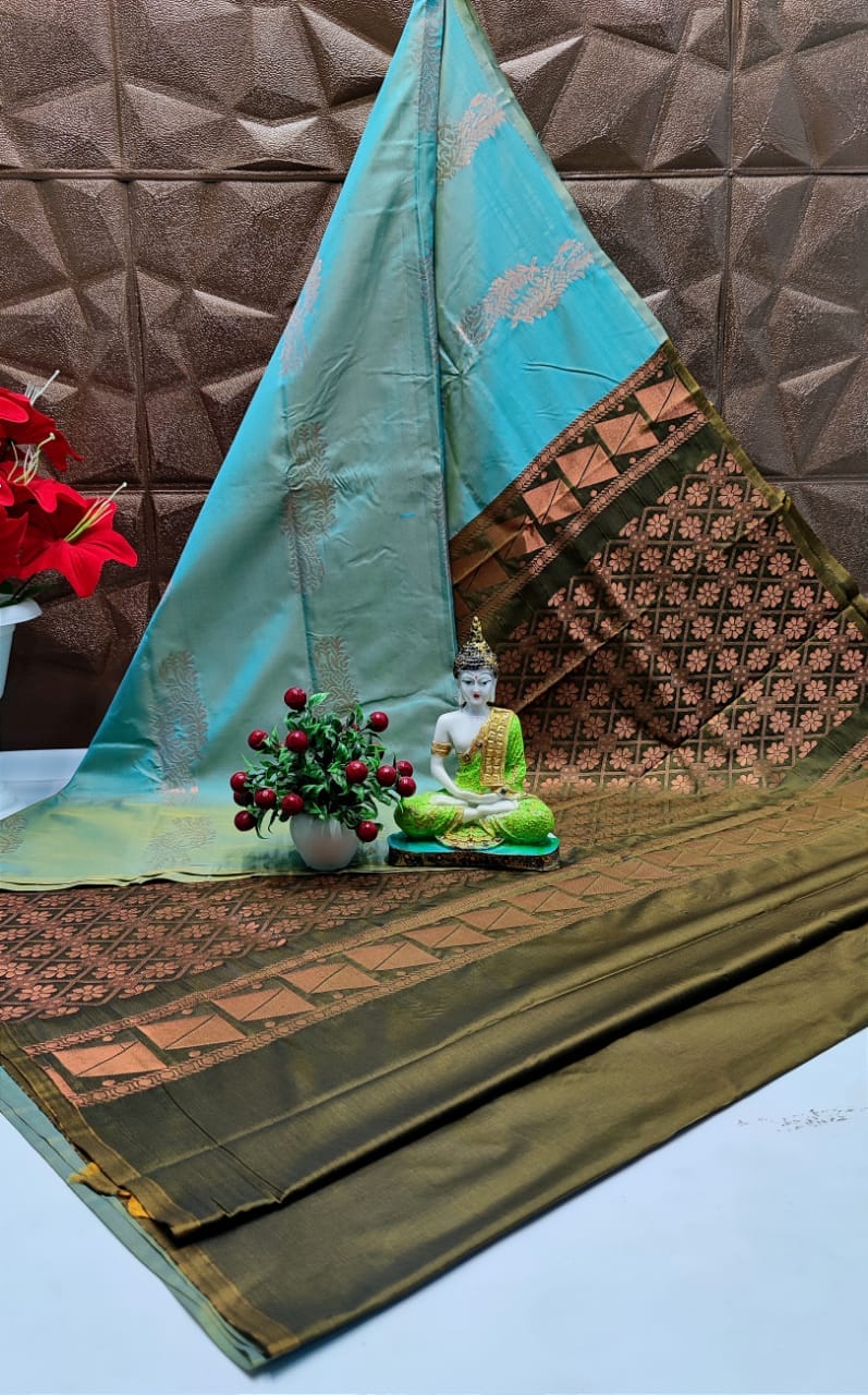 Sky blue soft silk saree