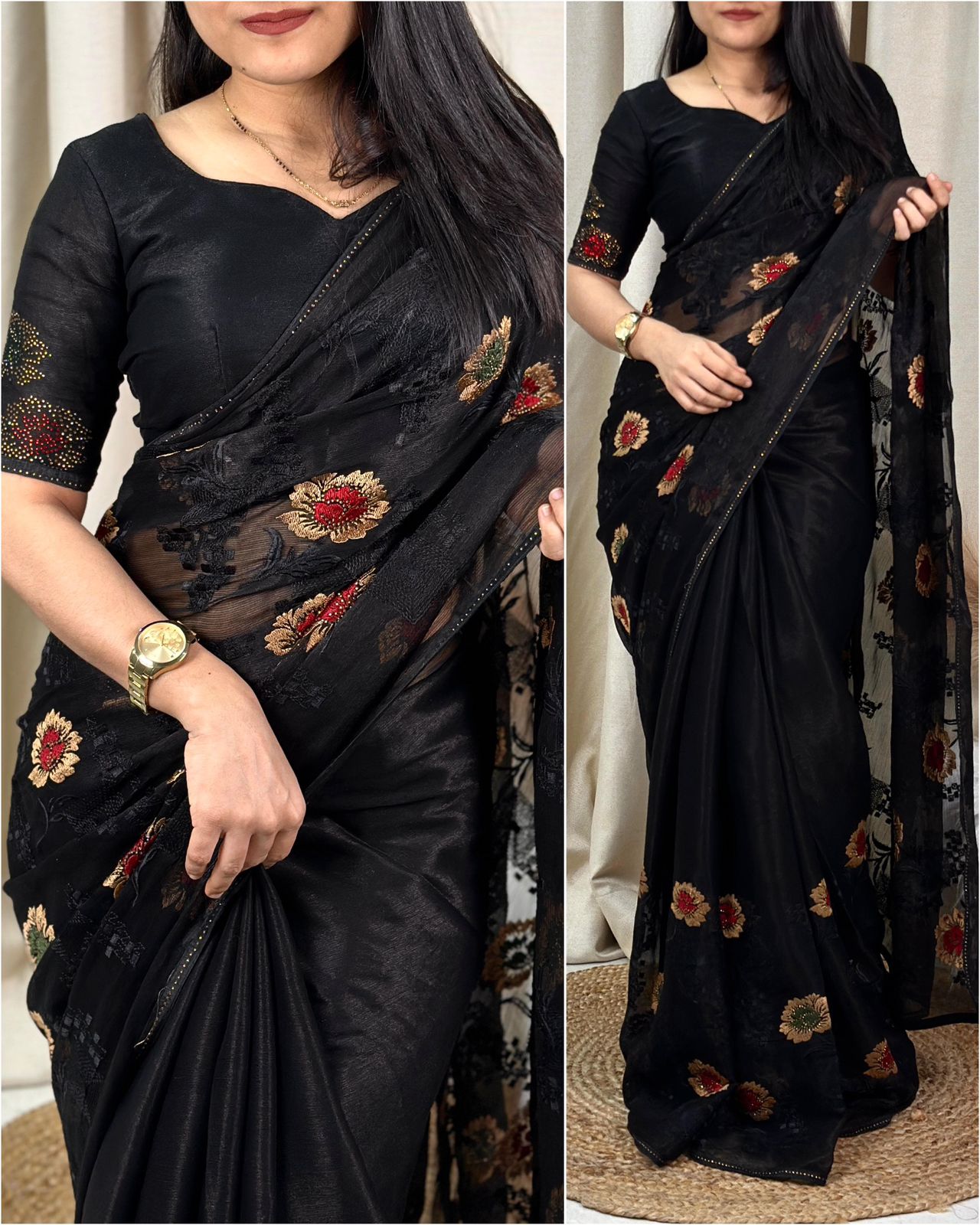 Black Sitara chiffon sare