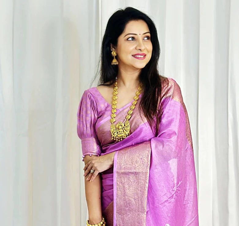 Semi banarasi warm silk - Rose pink