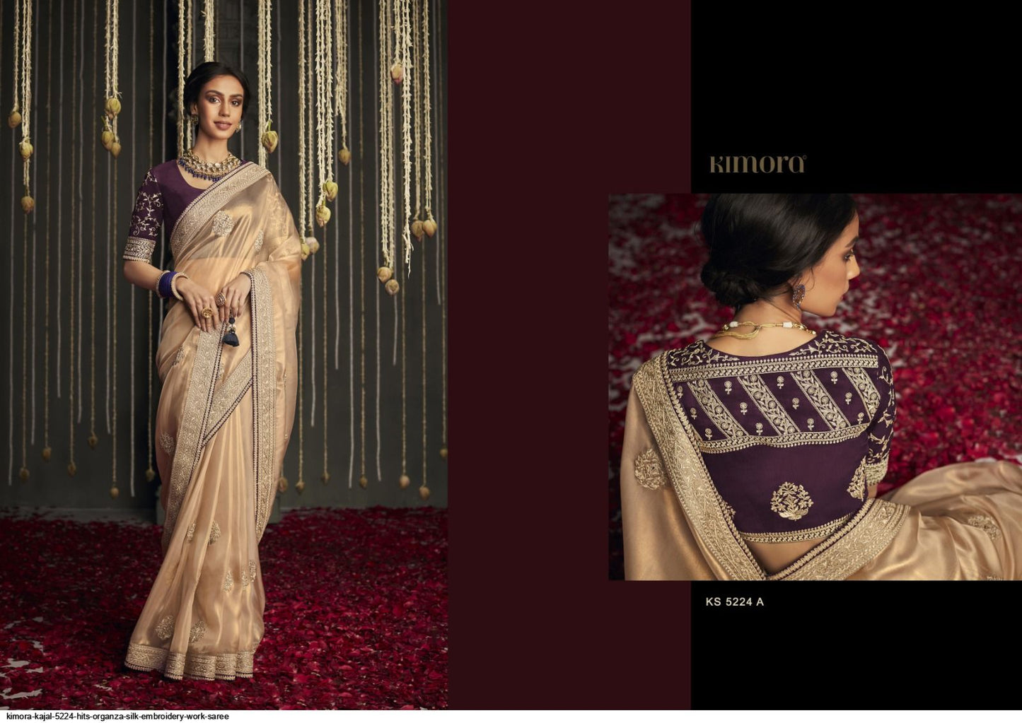 Kimora Fashion Kajal and Kimora Hits soft Tissue silk with Embroidary work - party wear saree