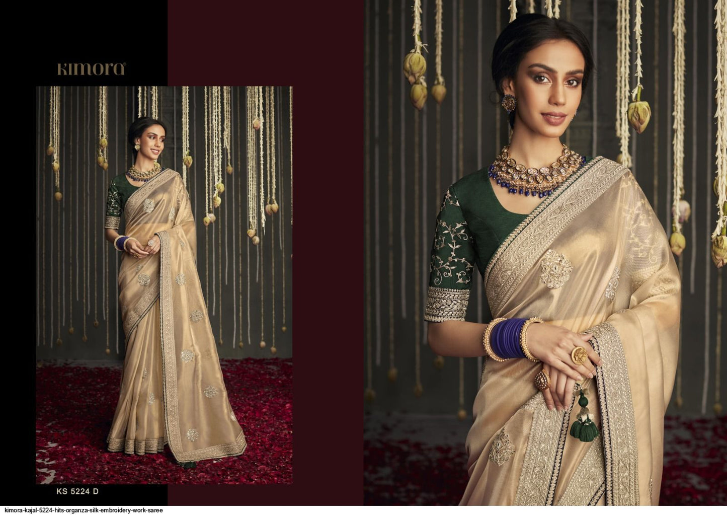 Kimora Fashion Kajal and Kimora Hits soft Tissue silk with Embroidary work - party wear saree