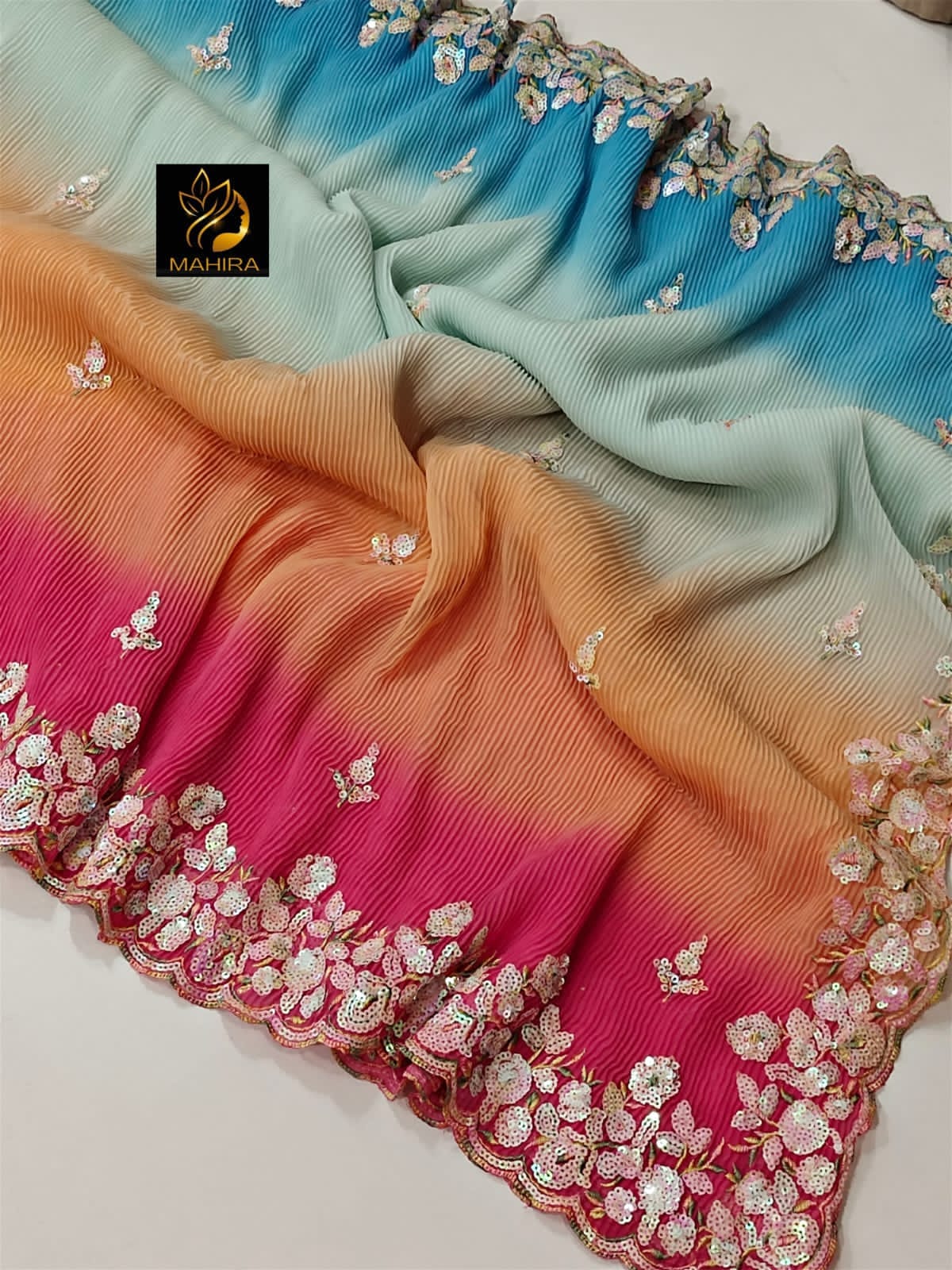 Georgette crush designer saree