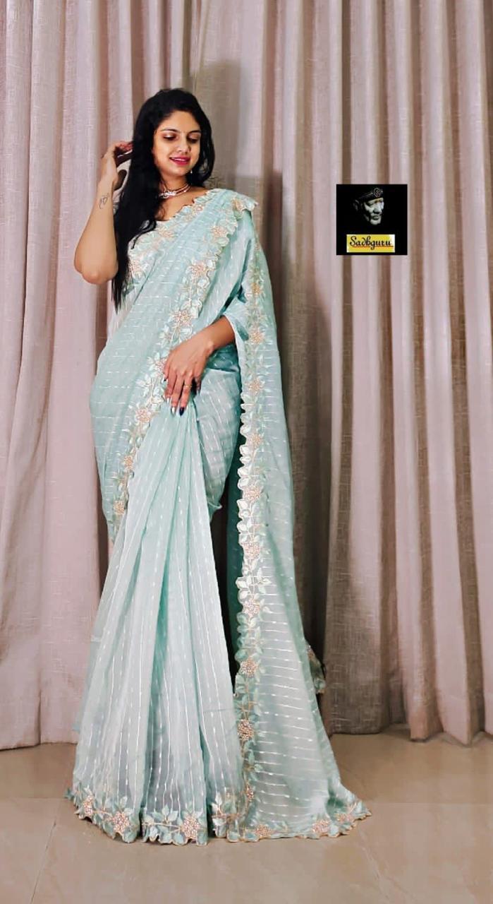 Jute organza saree
