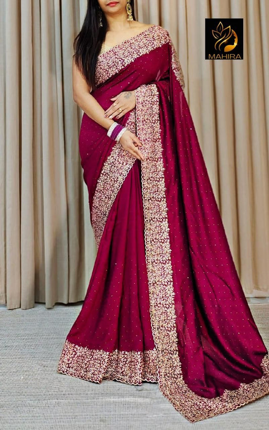Soft Georgette Heavy Embroidered Work Saree