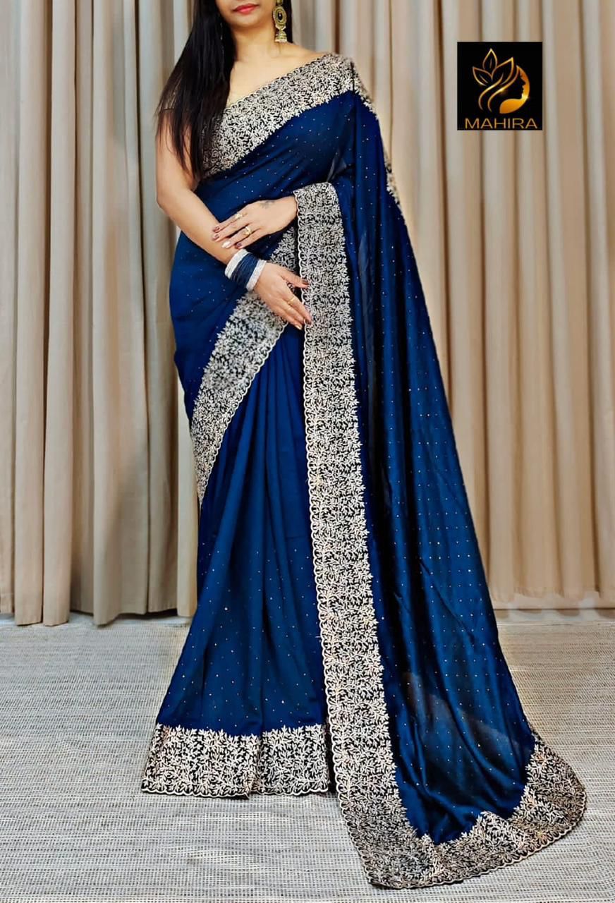 Soft Georgette Heavy Embroidered Work Saree