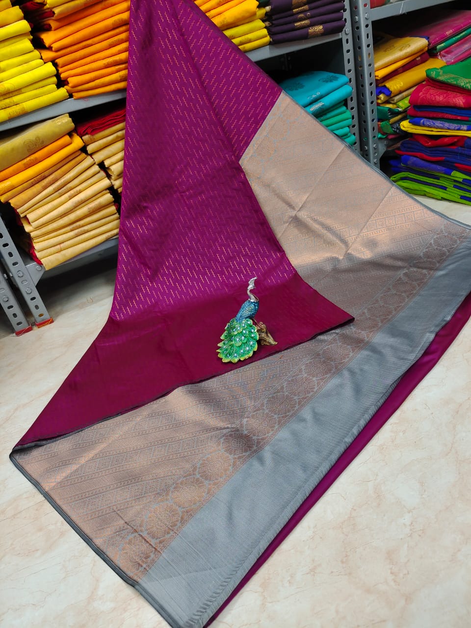 Borderless Soft Silk saree - magnetic magenta