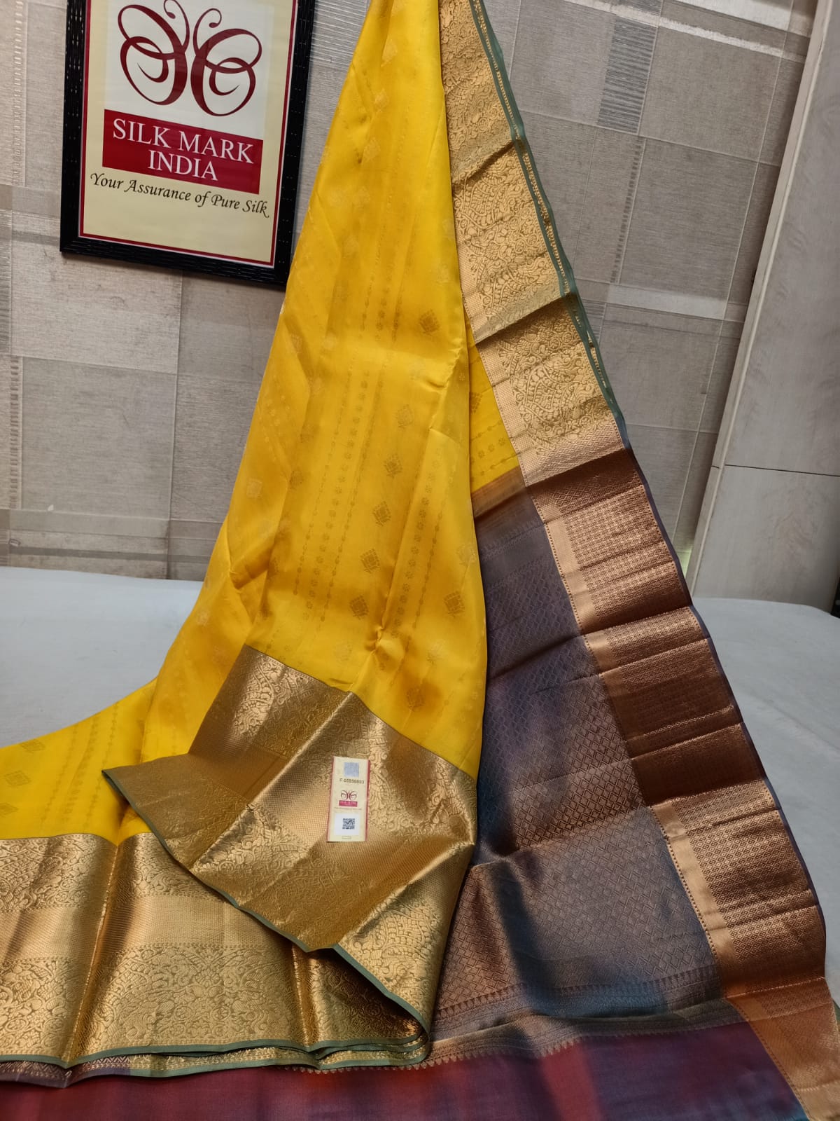 Mango Yellow kanchipuram pure silk saree