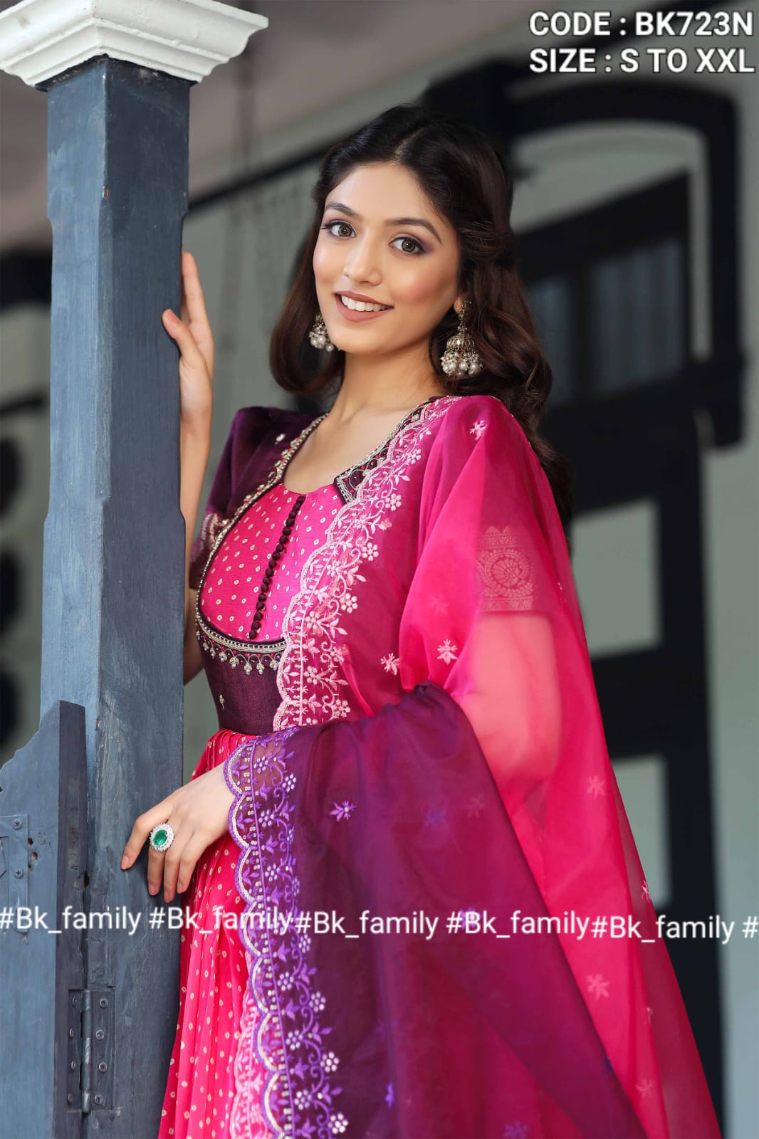 Mysore silk bandhani Anarkali gown