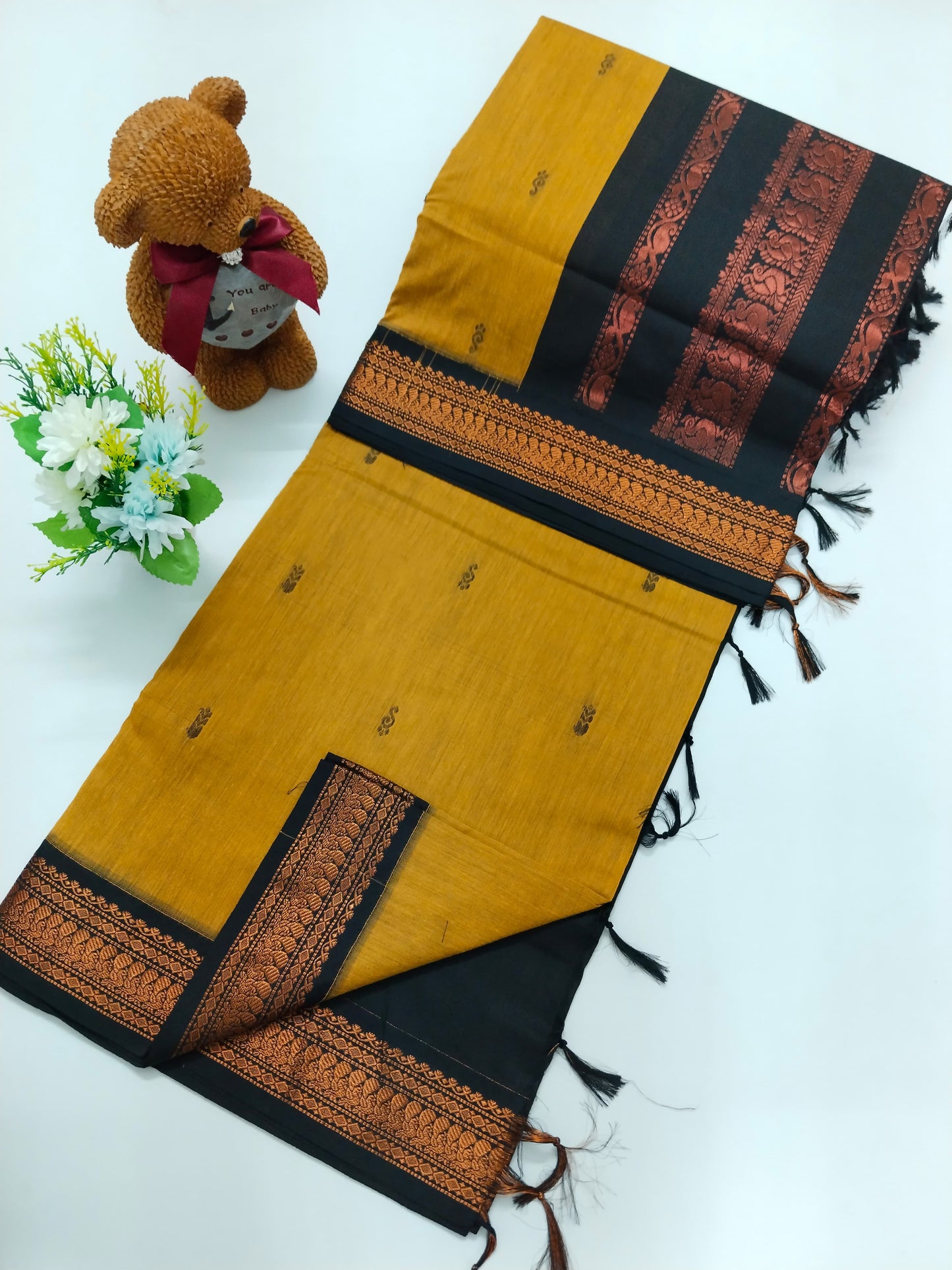 Copper border Kalyani cotton saree