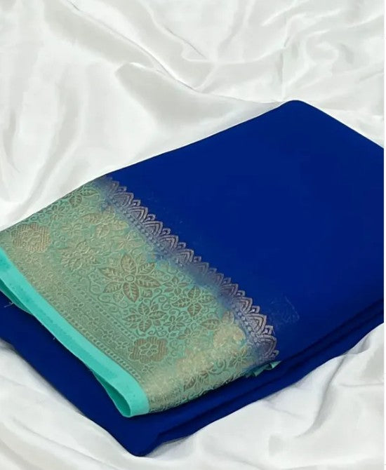 Premium Mysore Crepe Silk Saree with Contrast Border