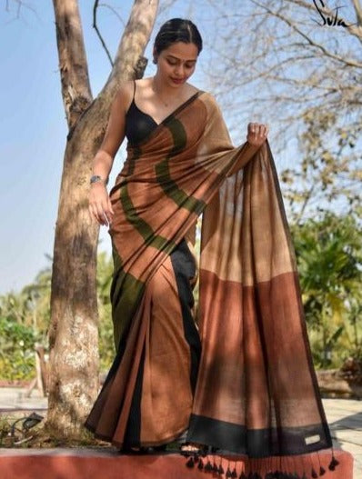 Handloom Khadi Saree - deer colour