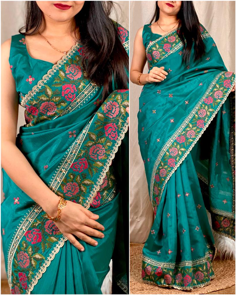 Ruhani silk Embroydory saree