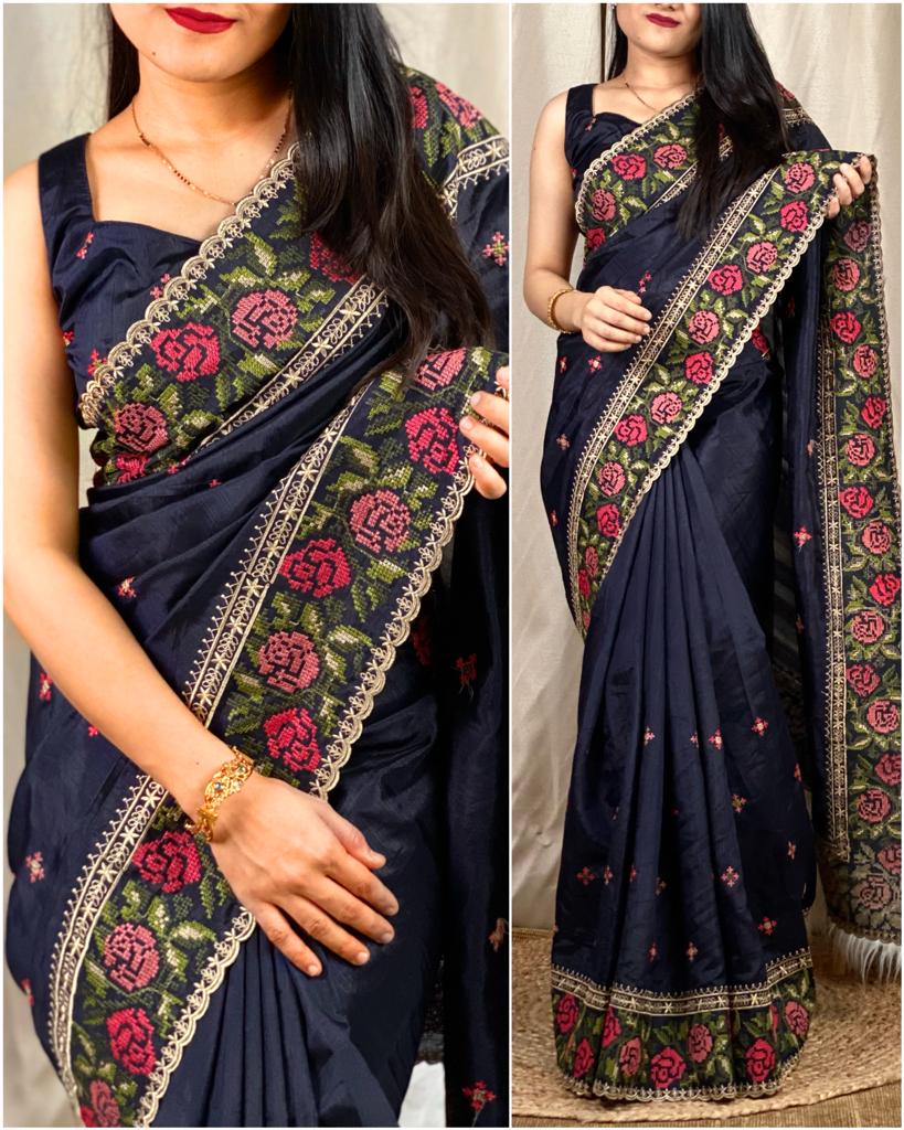 Ruhani silk Embroydory saree