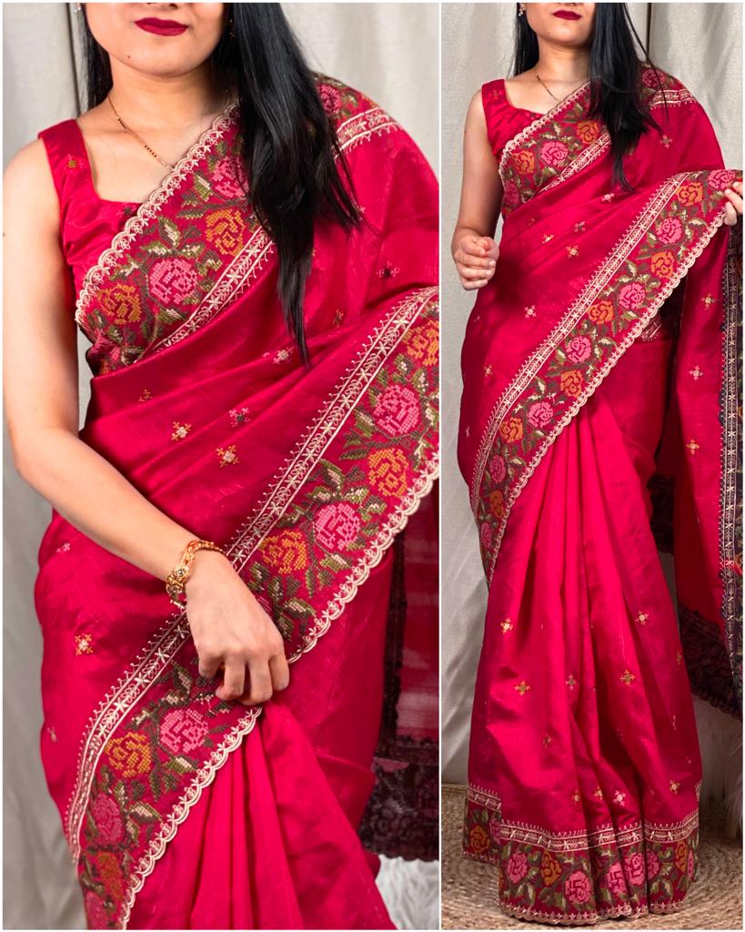 Ruhani silk Embroydory saree