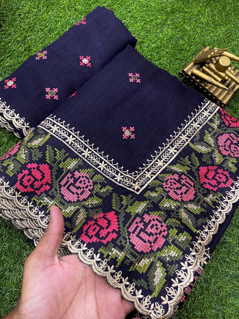 Ruhani silk Embroydory saree