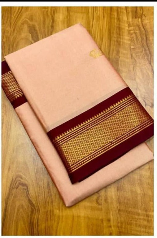 Cotton silk - Peach and maroon