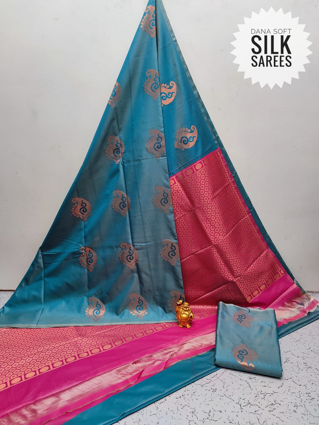Tow toned blue and magenta saree