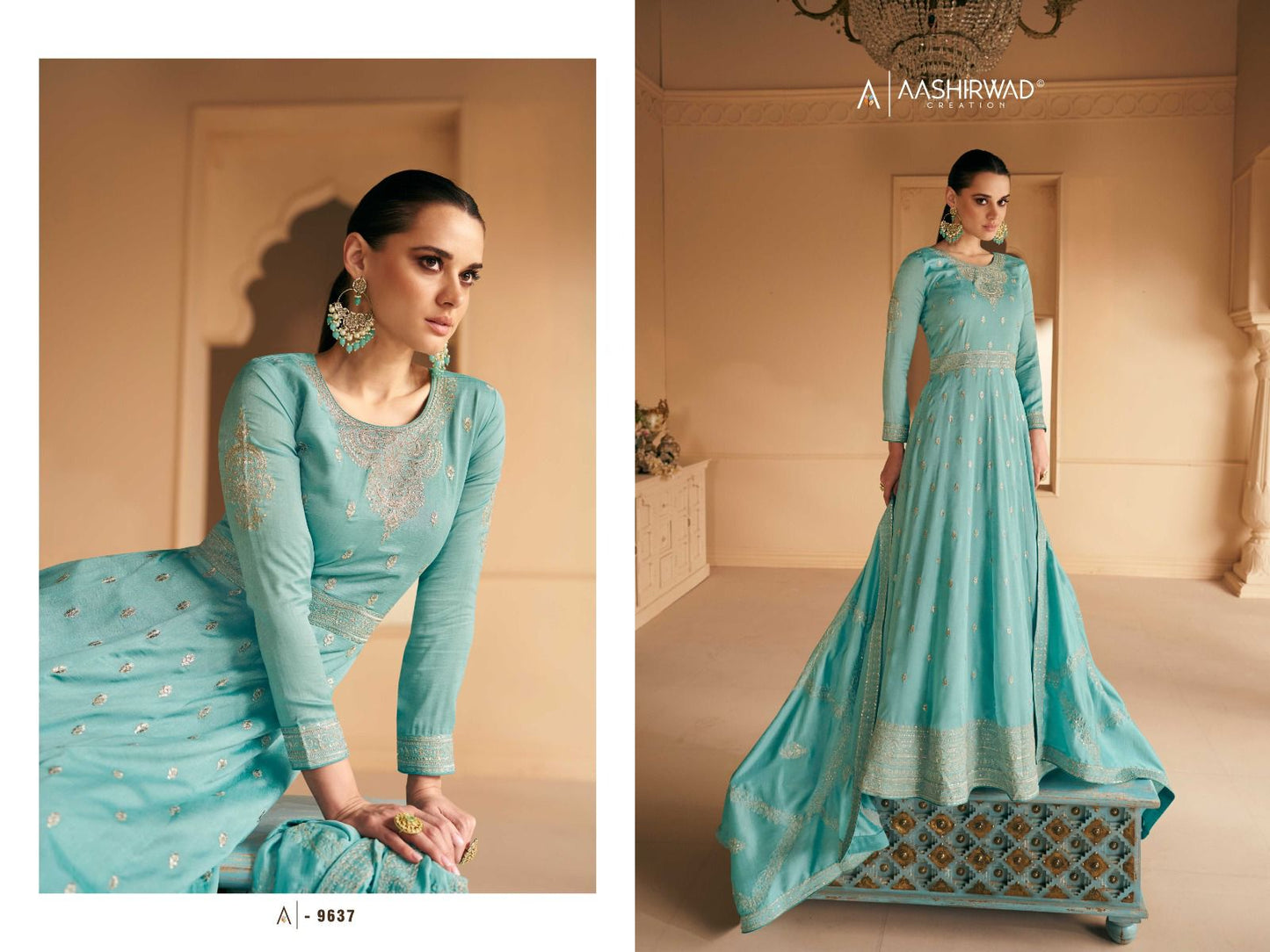 Indian party gown in 4 colours