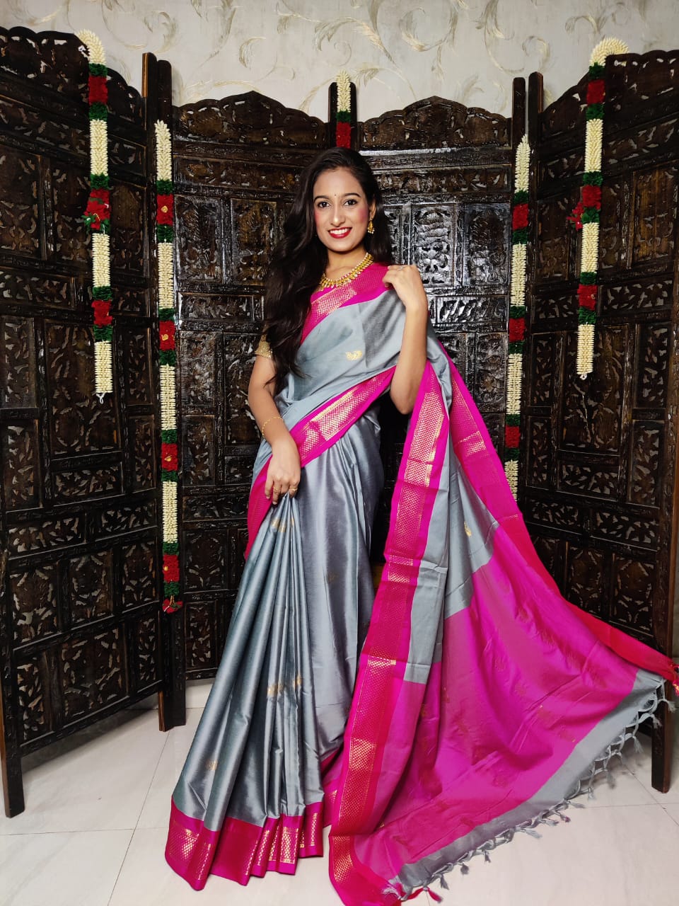 Cotton silk - Gray and Pink