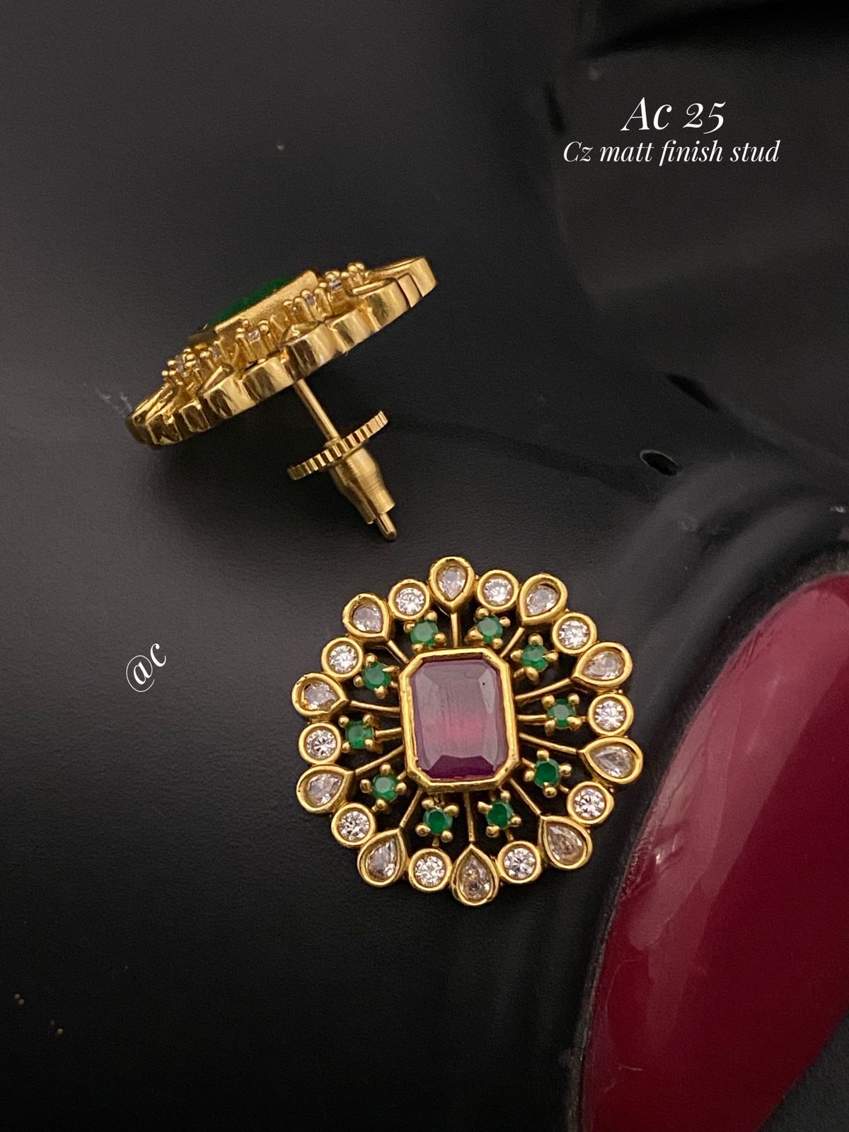 Gold finish Big stud earrings