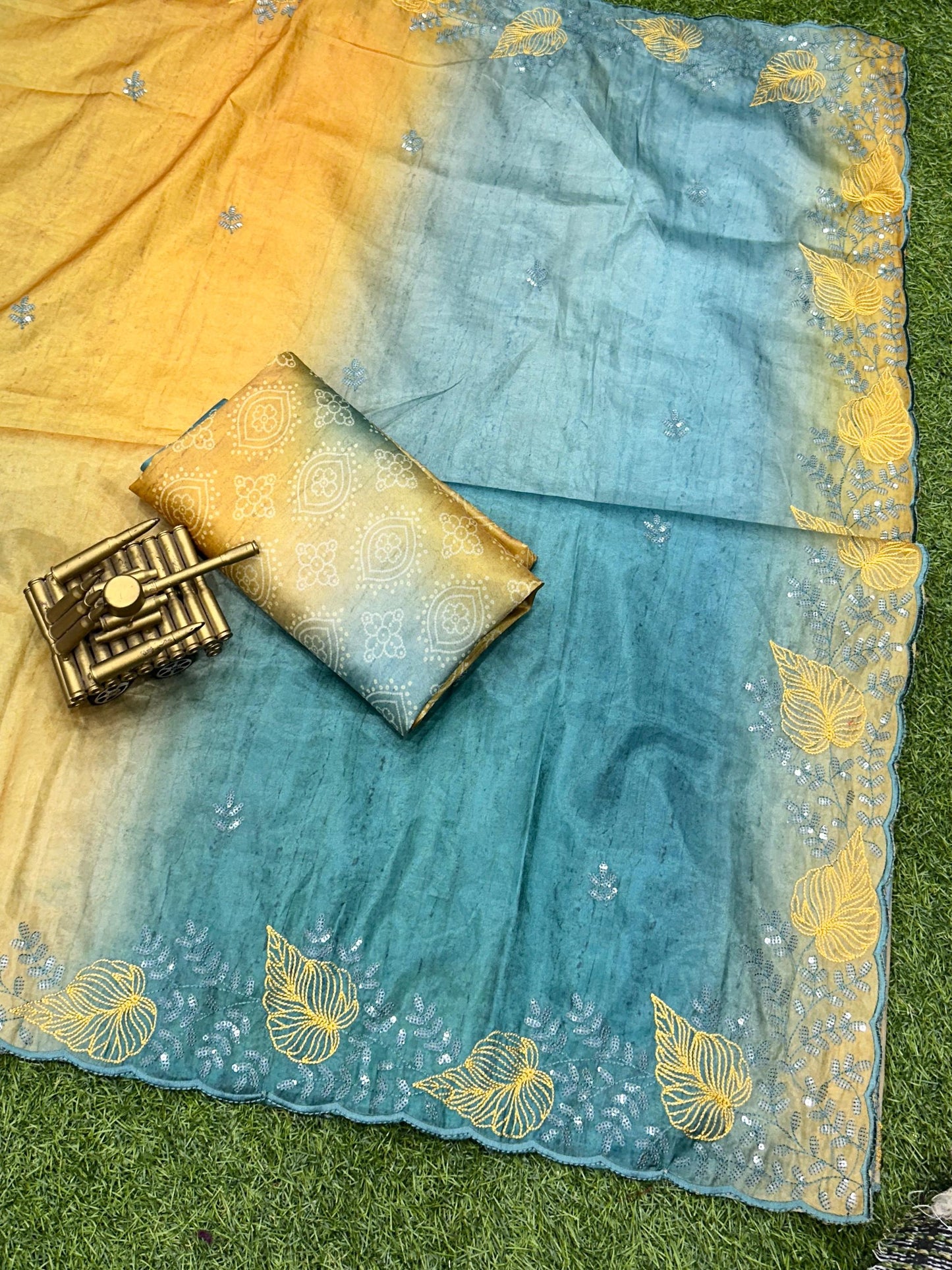 Cut work Organza party wear saree