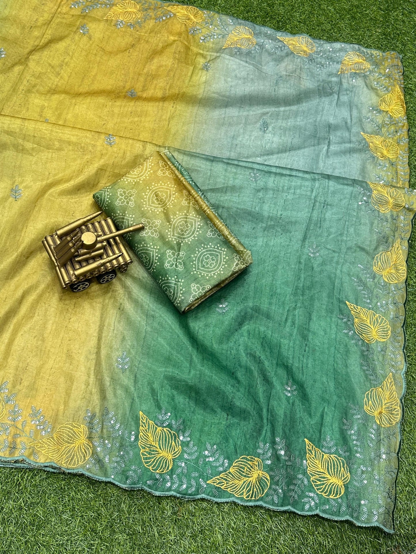 Cut work Organza party wear saree