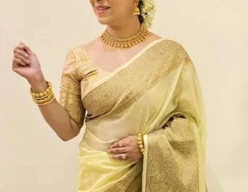 Semi banarasi warm silk - Cream
