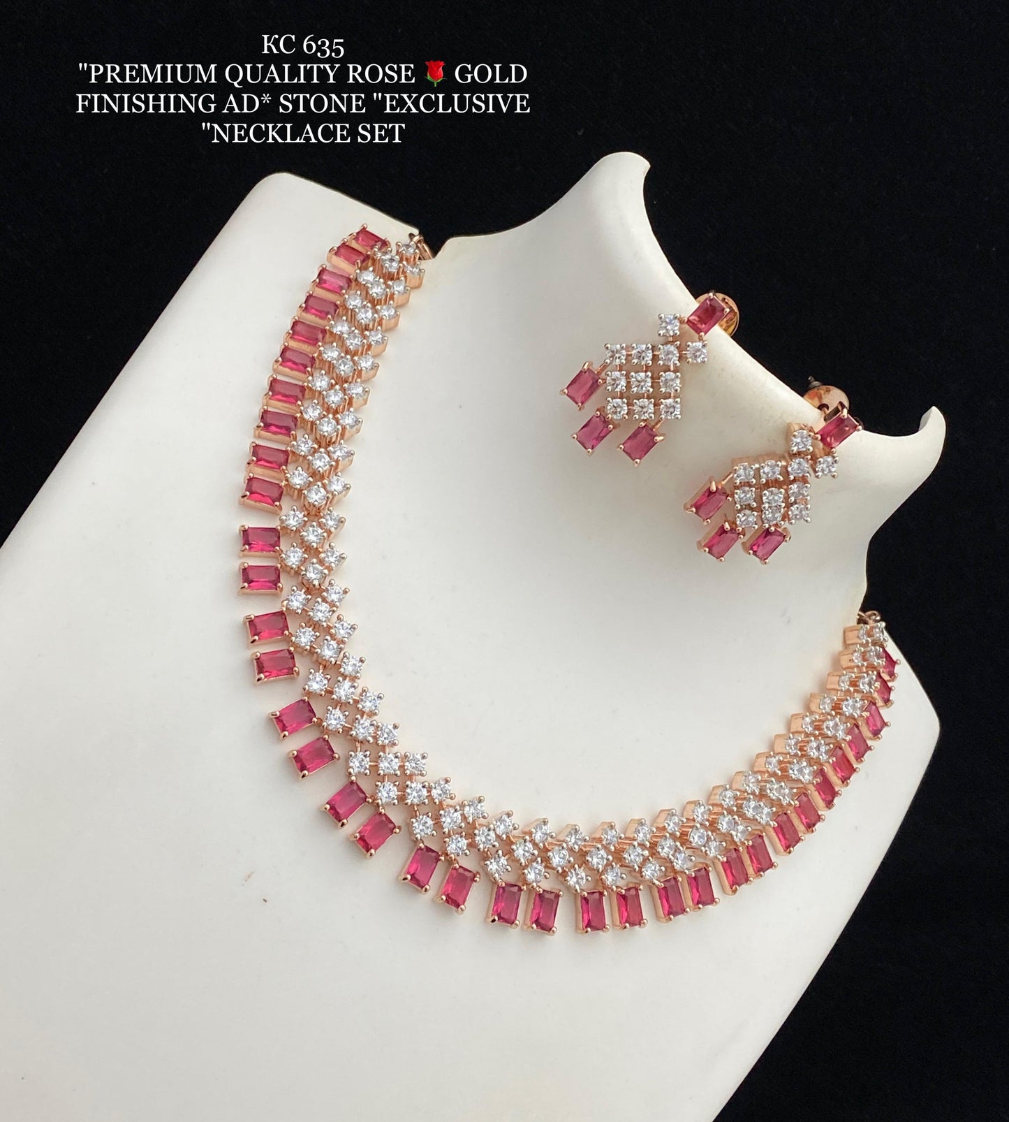 cz stone gold finish necklace set