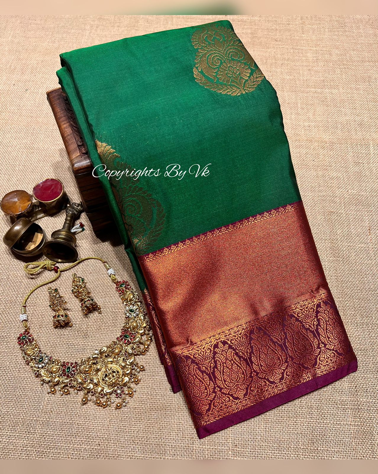 Big border Pattu saree - Attractive Green