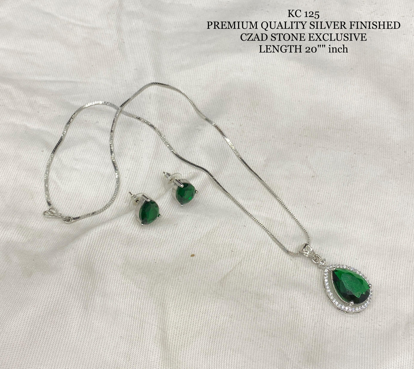 Premium quality silver finished CZ stone exclusive neck chain with stud