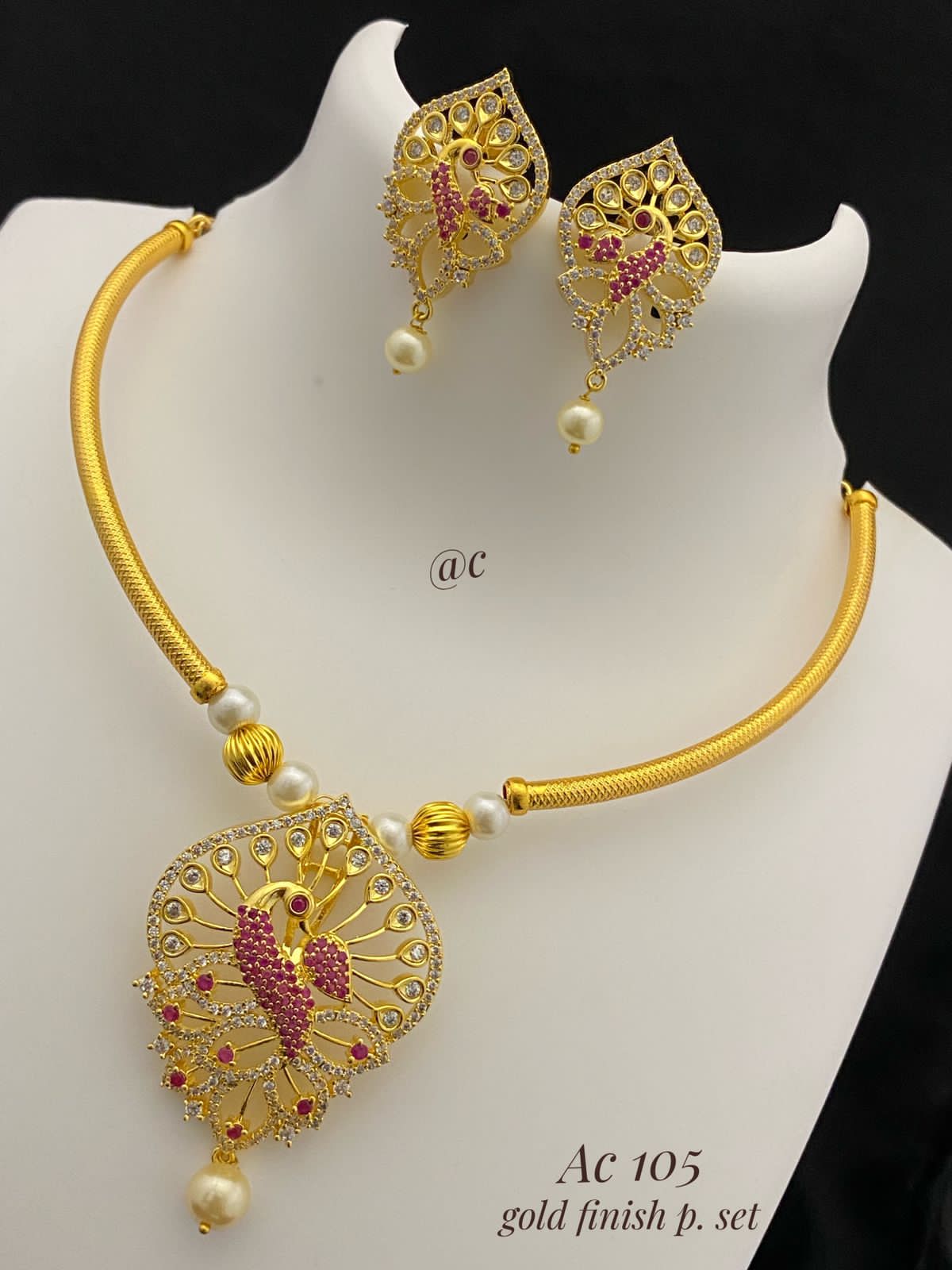 Gold finish necklace set