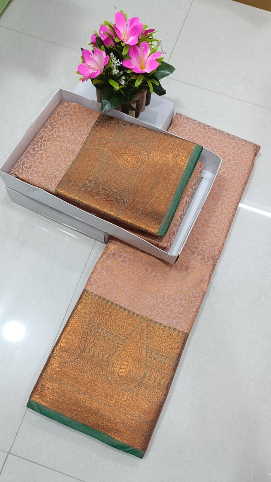 Rosegold pattu saree
