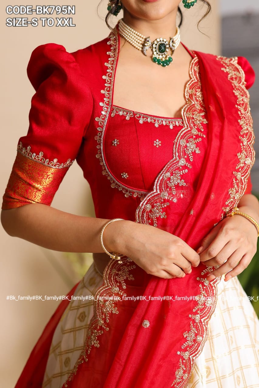 Traditionally traditional red white lehenga