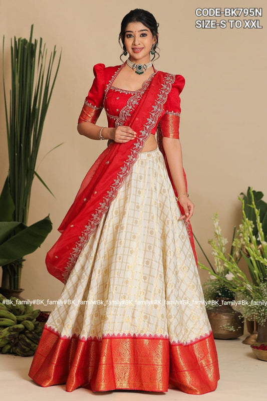 Traditionally traditional red white lehenga