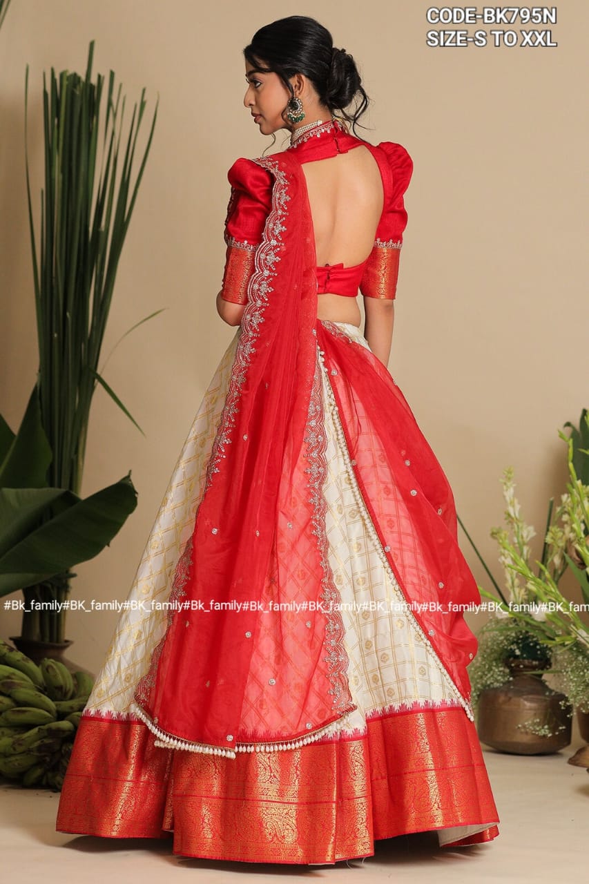 Traditionally traditional red white lehenga