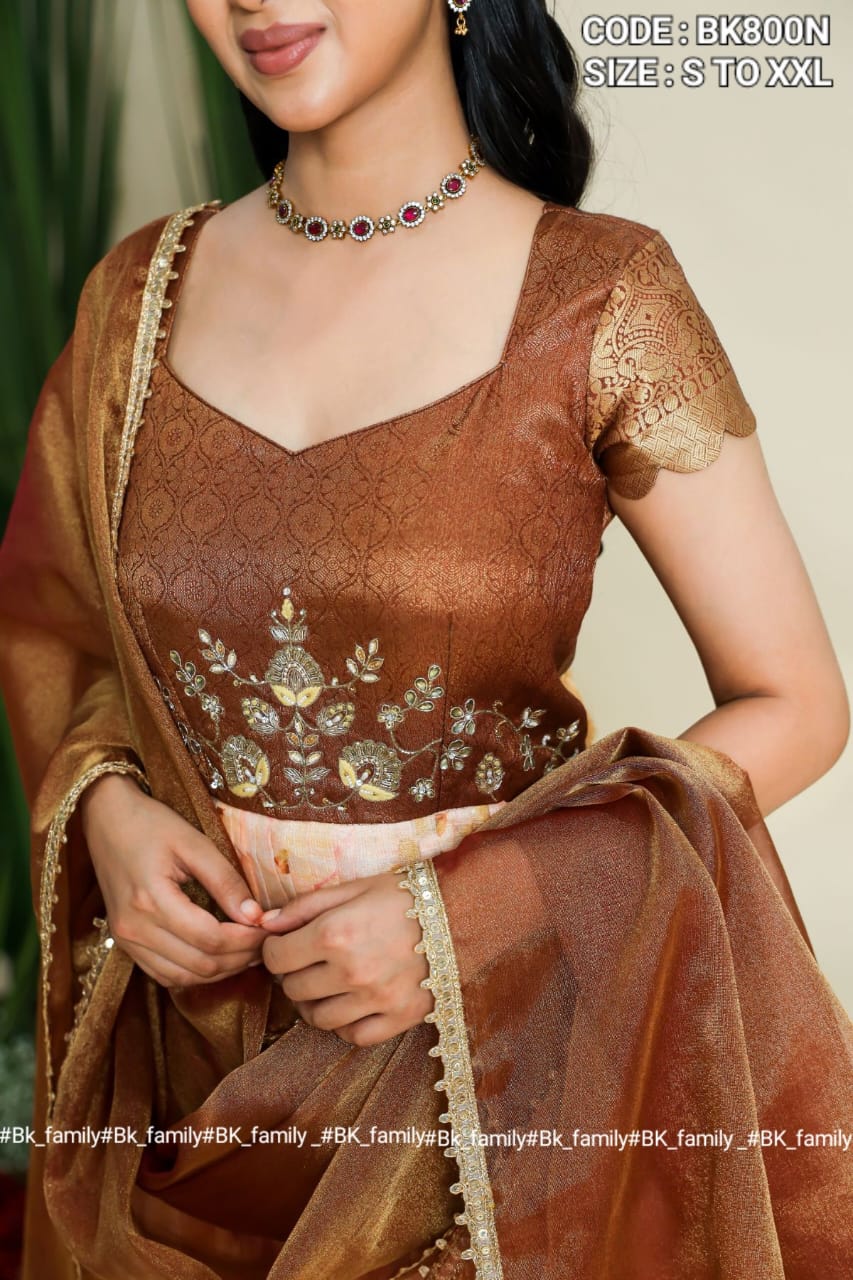 the Kapis Copper Kota Zari Dress