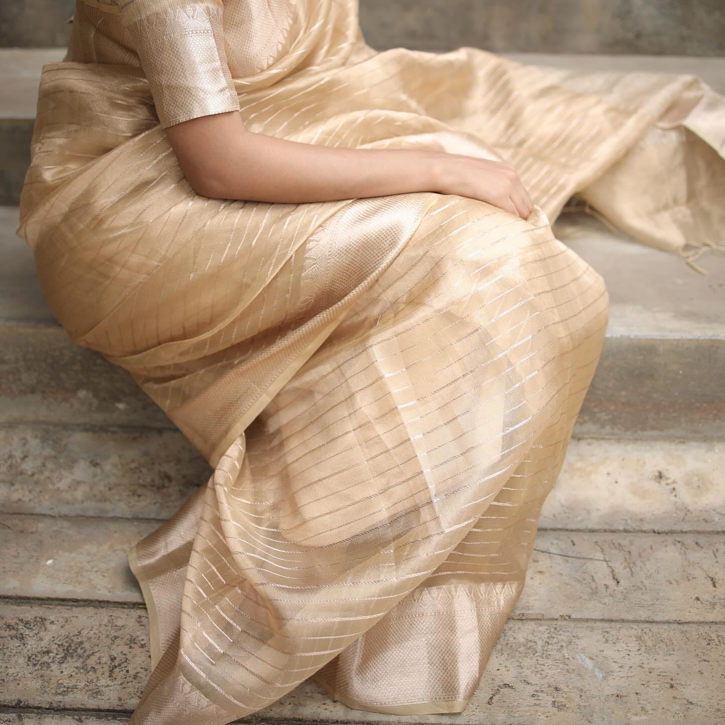 Golden Banarasi Tissue Saree for festive wear UK
