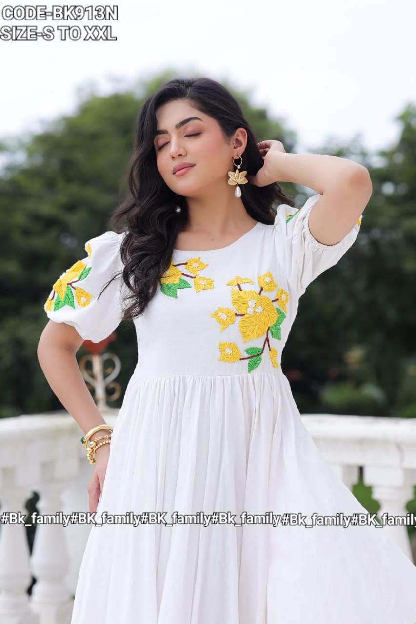 White marigold long frock