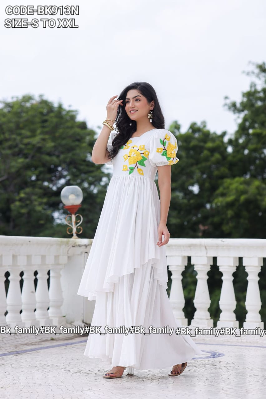 White marigold long frock