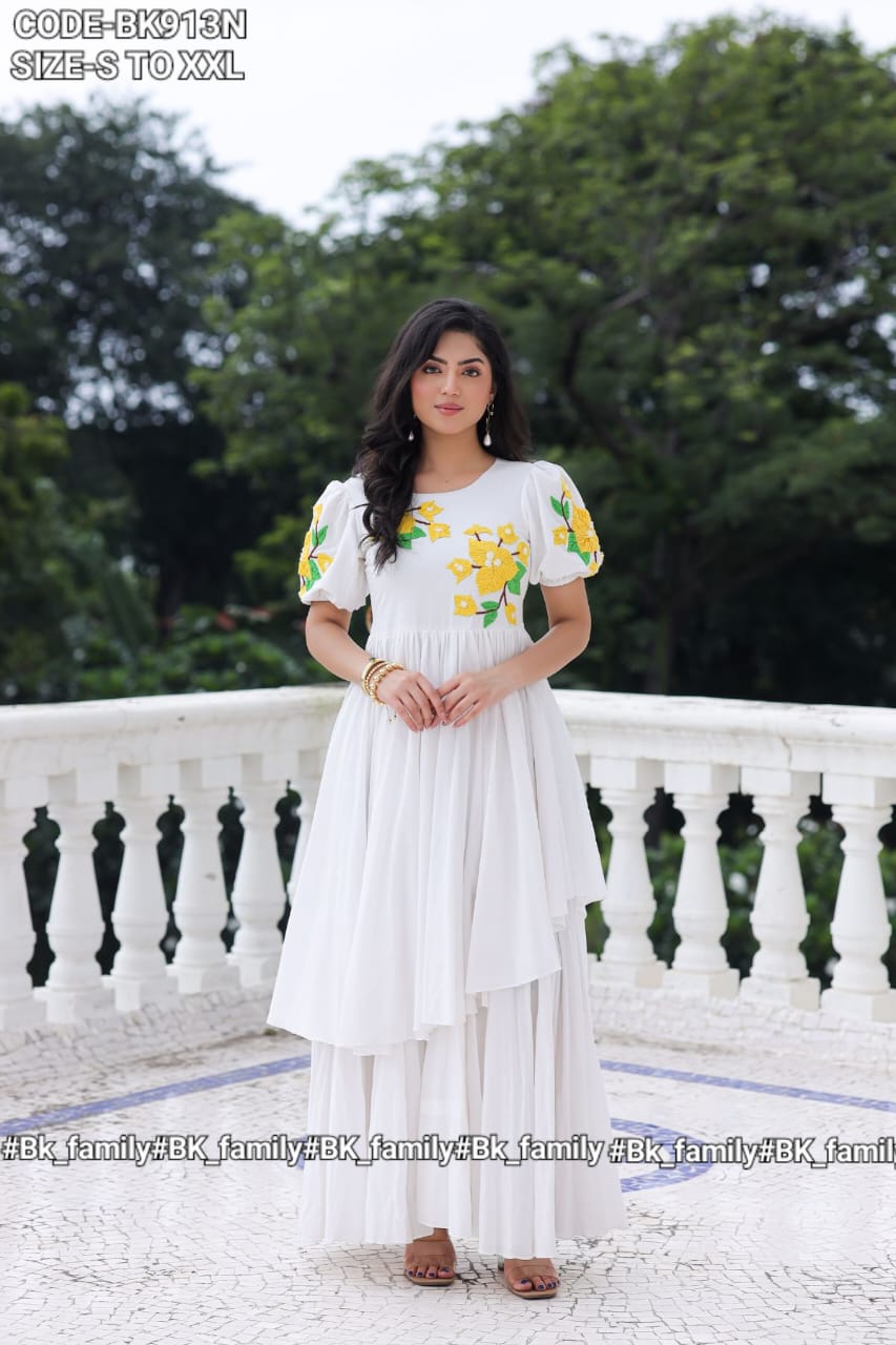 White marigold long frock