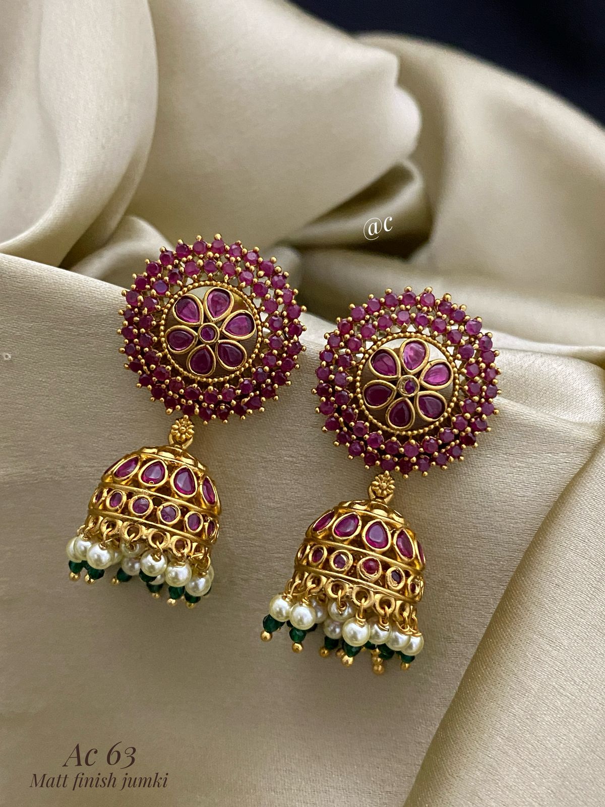 Stud style Matt Finish Jhumka Set | UK Next Day Delivery