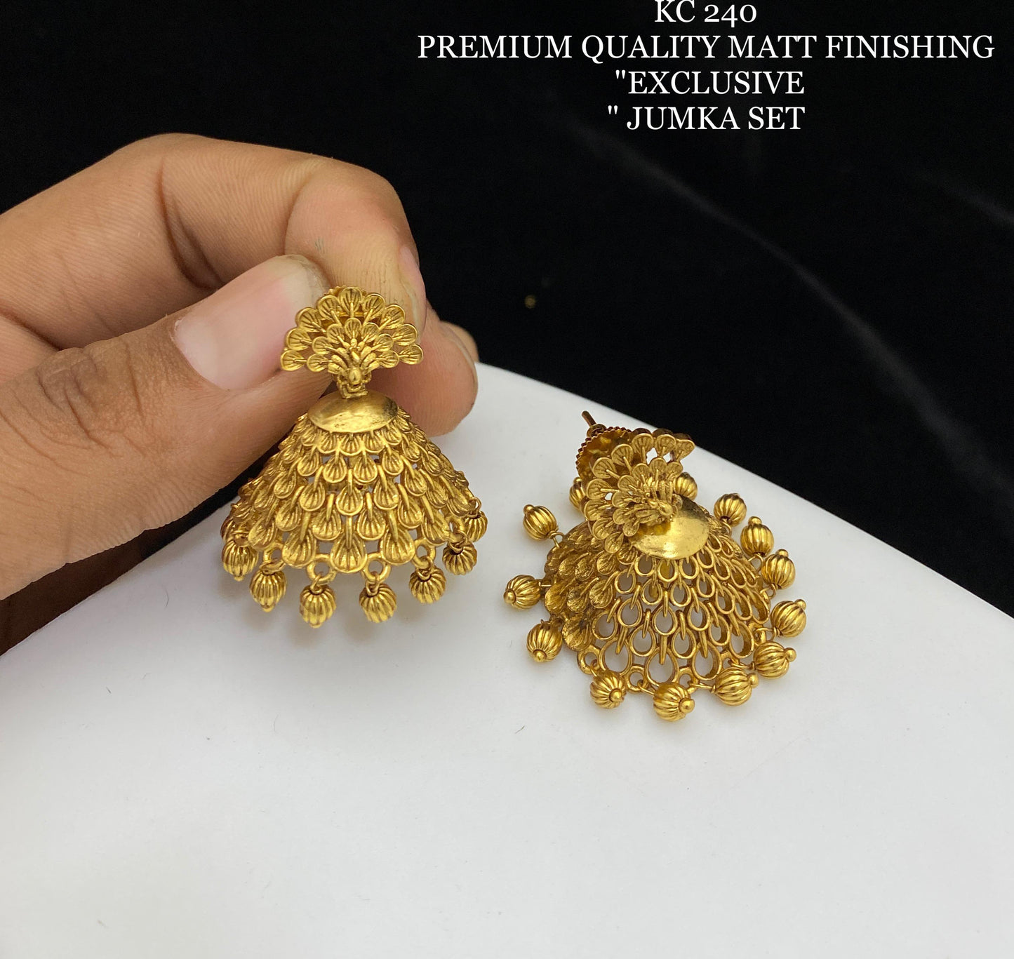 Matt finish Premium quality Jhumki - indian Jhumuka earrings