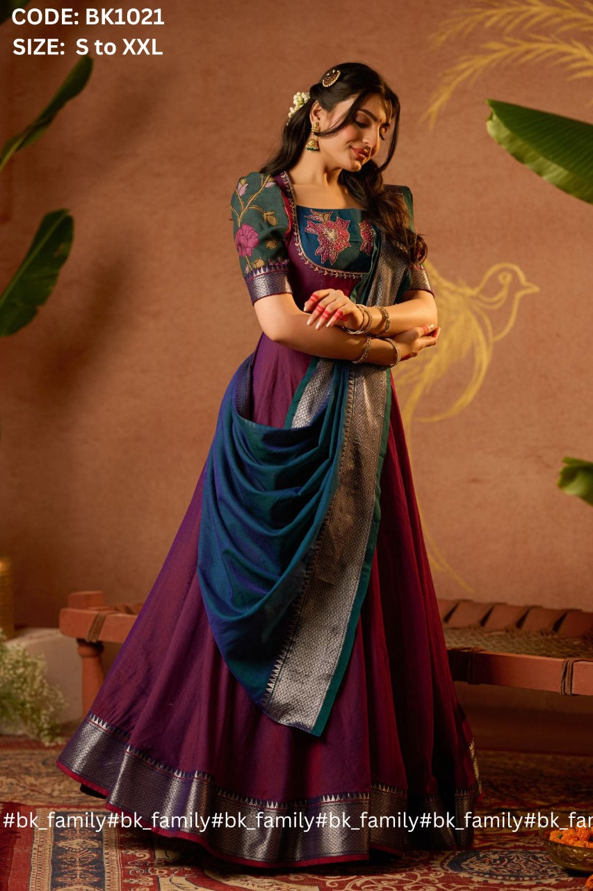 Vamika Lehenga Set is ready to wear, Banarasi silk lehenga / half saree