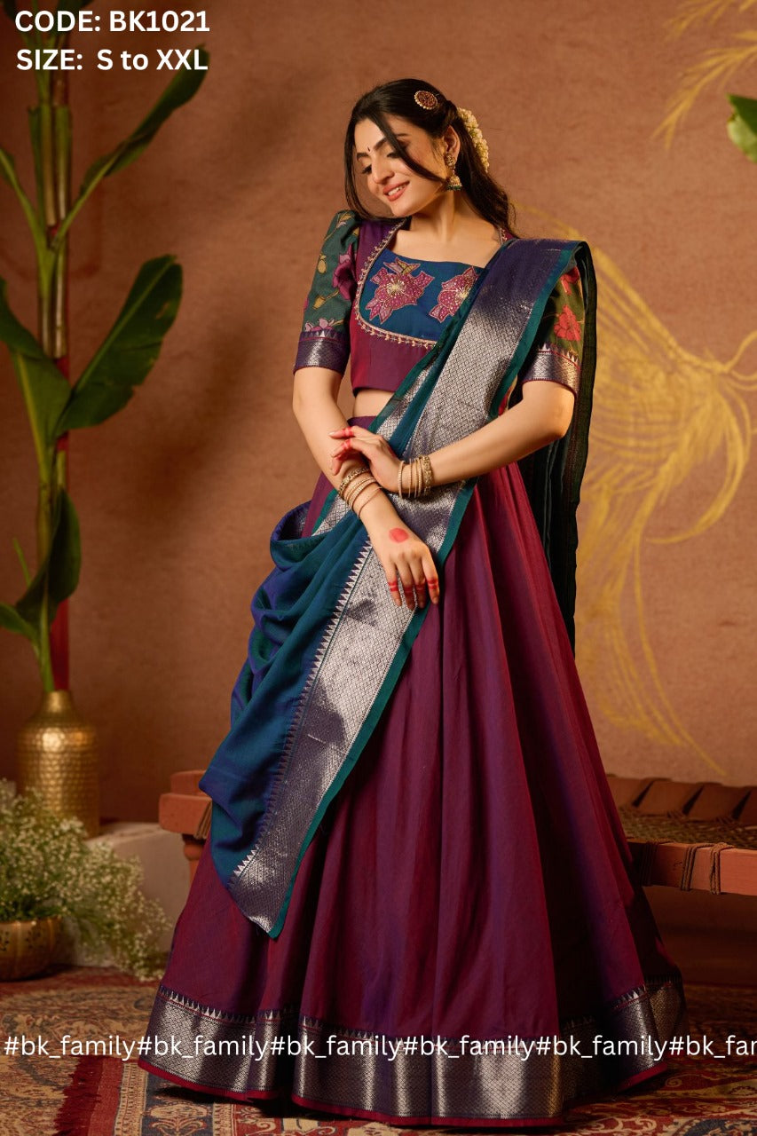 Vamika Lehenga Set is ready to wear, Banarasi silk lehenga / half saree