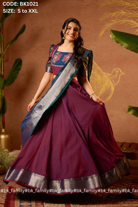 Vamika Lehenga Set is ready to wear,  Banarasi silk lehenga / half saree