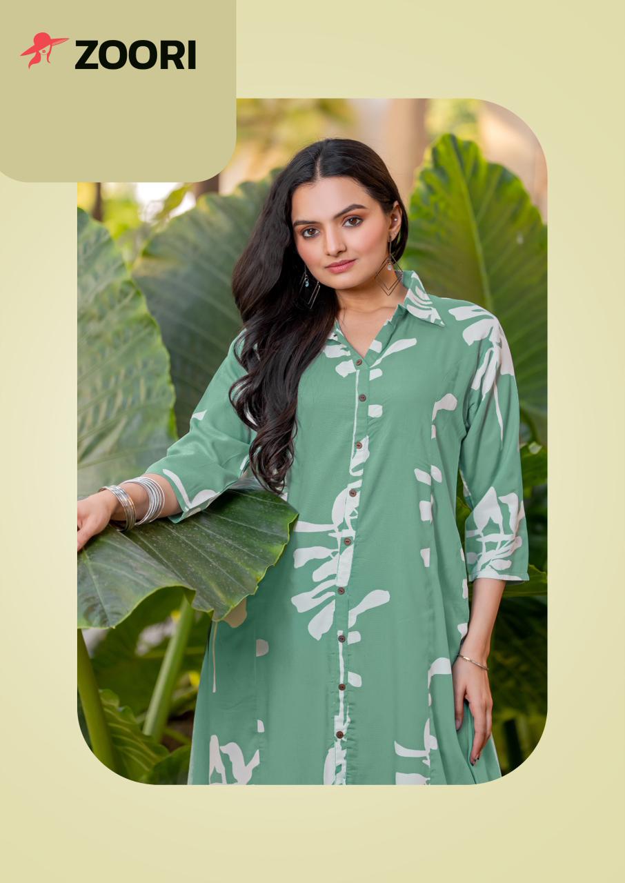 L size only - Heavy Rayon printed Kurti top with bottom set