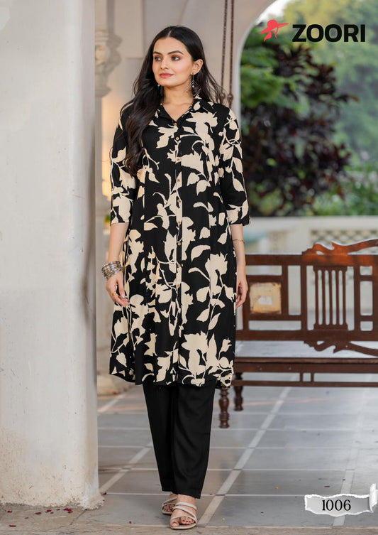 L size only - Heavy Rayon printed Kurti top with bottom set