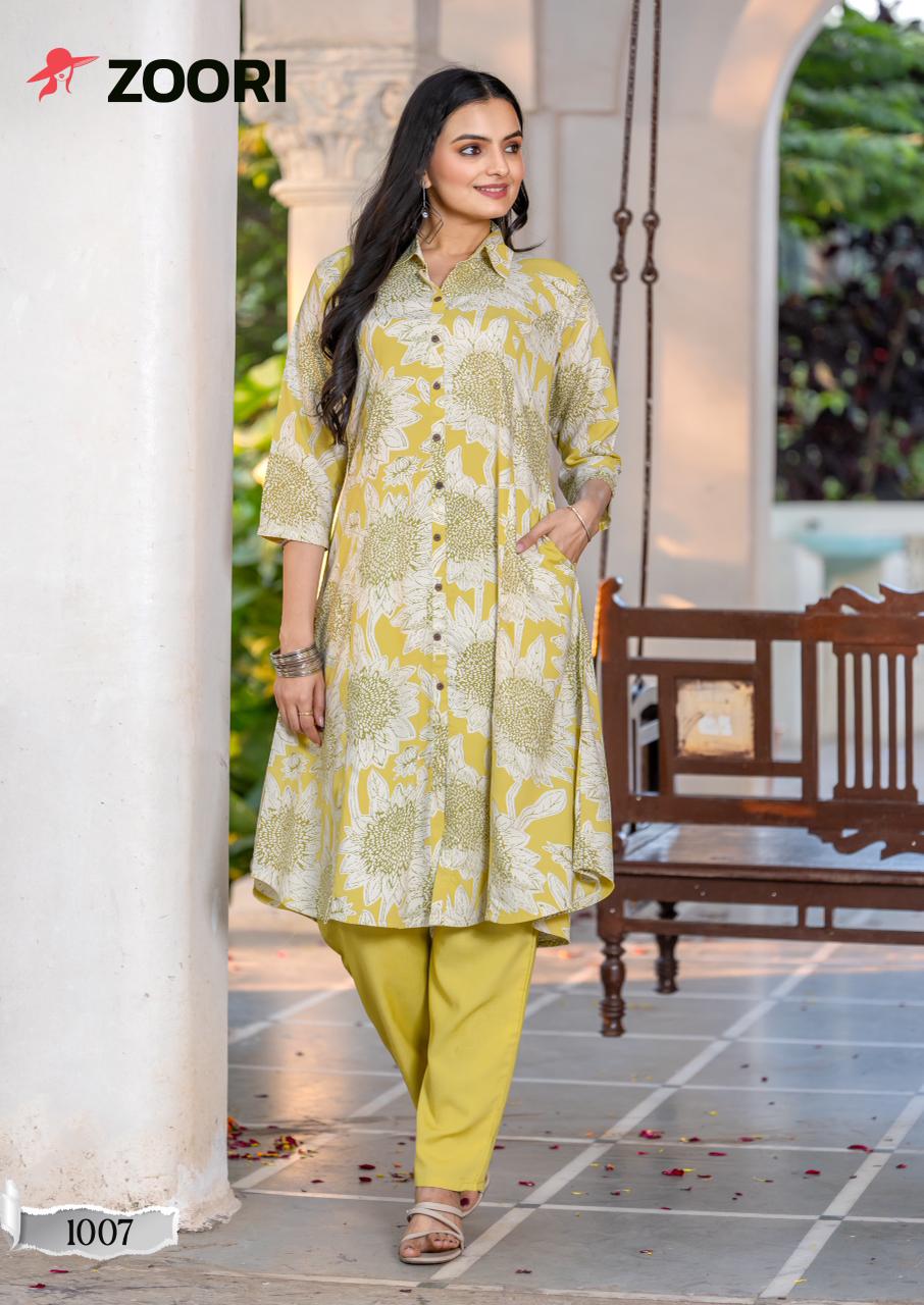 L size only - Heavy Rayon printed Kurti top with bottom set