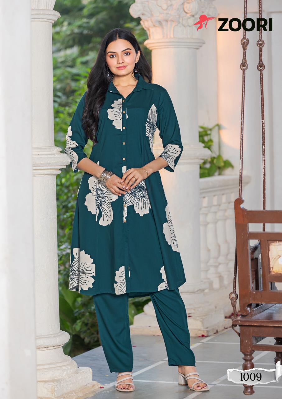 L size only - Heavy Rayon printed Kurti top with bottom set